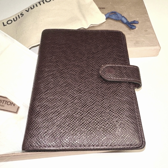 Vintage Louis Vuitton Taiga Leather Agenda PM Organizer Day Planner Burgundy - Picture 2 of 11